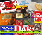 Japanese famous chocolate brands Meiji, Lotte, and Royce with colorful packaging