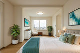 Bedroom of a luxury Hokkaido villa near Sapporo—family-friendly vacation rental with a garden and projector