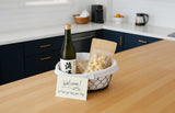 Hokkaido rental villa welcome gift with Japanese sake and locally made sweets