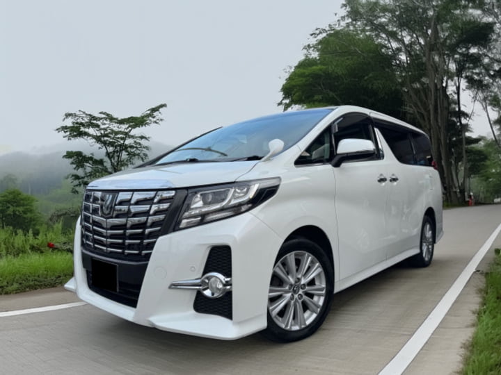 Toyota Alphard 30 front view – premium minivan rental in Hokkaido for luxury travel in Japan